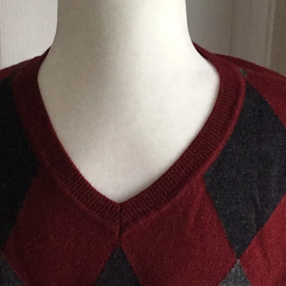 Eclectic Grandpa vibe argyle V-neck pullover sweater